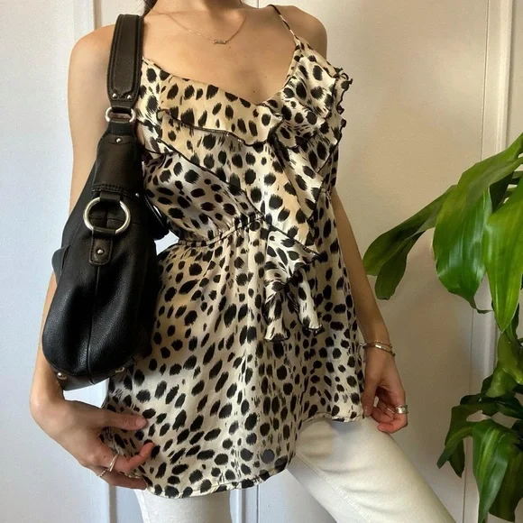 💜 Seductions Leopard Print Ruffled Tank Top - Picture 5 of 8